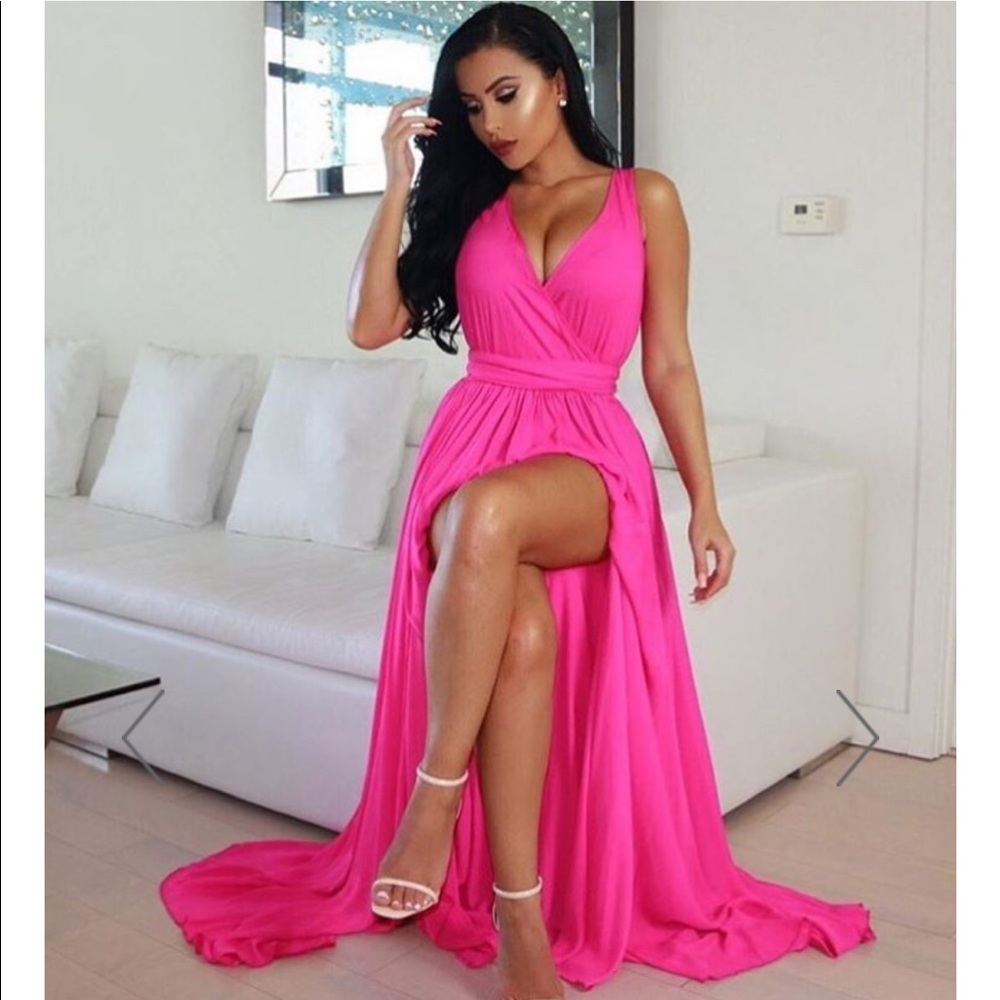 Hot Miami Styles Pink Sleeveless Maxi Dress